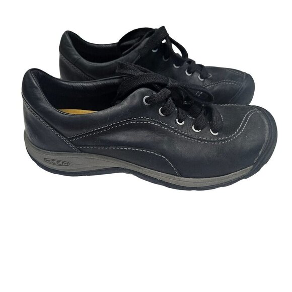 Keen Women's Black Leather Lace-Up Walking Shoes Size‎ 7.5 - Picture 1 of 9